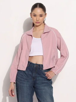 SHOWOFF - Edition Womens Pink Shirt Collar Bomber Jacket