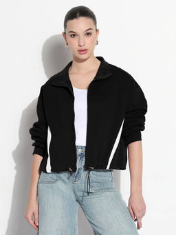 SHOWOFF - Womens Black Shirt Collar Jacket
