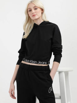 Calvin Klein - Regular Fit Viscose Hooded Neck Black Hoodie