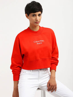 Calvin Klein - Regular Fit Cotton Crew Neck Red Sweatshirt