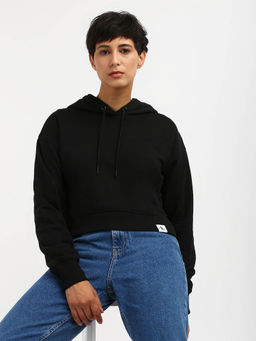 Calvin Klein - Relaxed Fit Cotton Hooded Neck Black Hoodie