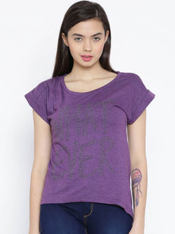 Sera - Women Wine Embellished Pure Cotton Top