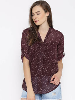 Sera - Women Maroon Printed Top