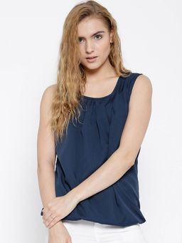 Sera - Round Neck Sleeveless Solid Casual Top