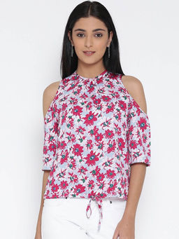 Sera - Round Neck Three Fourth Sleeves Printed Casual Top