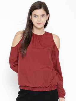 Sera - Round Neck Three Fourth Sleeves Solid Casual Top