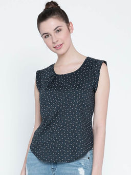 Sera - Women Black Printed Top