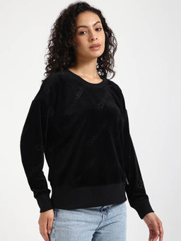 Calvin Klein - Regular Fit Polyester Round Neck Black Sweatshirt