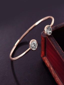 JEWELZ - Rose Gold Open Cuff Bracelet with Oval Crystal Ends