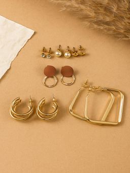 JEWELZ - Gold-Tone Hoop and Stud Earring Combo Set - 9 Pairs