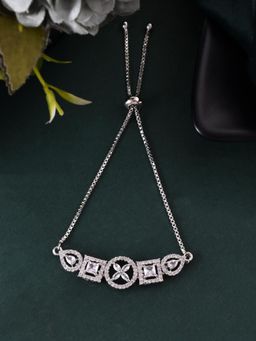 Silvermerc Designs - Silver-Toned Geometric Crystal Bracelet for Women