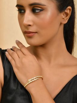Silvermerc Designs - Gold-Toned Diamond-Studded Bracelet for Women