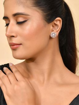 Silvermerc Designs - Silver-Toned Floral CZ Stud Earrings