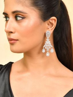 Silvermerc Designs - Silver-Toned American Diamond Chandelier Earrings