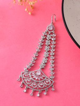 Silvermerc Designs - Bridal American Diamond CZ Paasa Maangtika for Women