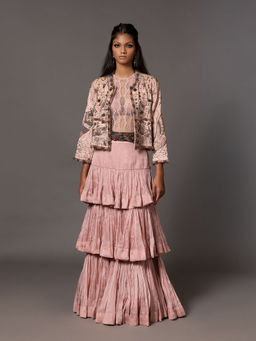 A Humming Way - Sang-e-Sitara Pink Skirt with Top & Jacket (Set of 3)