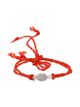 Estele - Rhodium Plated Elegant Designer Rakhi with Austrian Crystals & Silk Thread