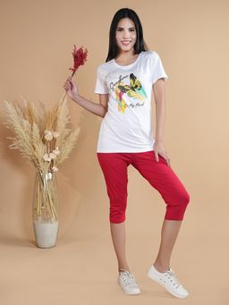 She N She - Sunshine Vibes T-Shirt with Capri Pant - Red