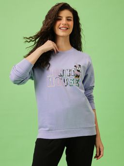 Clovia - Women's 100% Terry Cotton Minnie Mouse Print Sweatshirt