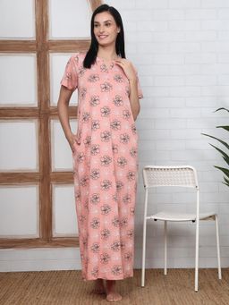 Kanvin - Womens Long Nighty - Peach