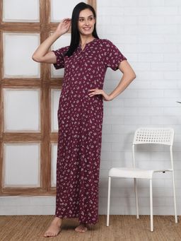 Kanvin - Womens Long Nighty - Maroon