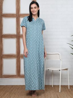 Kanvin - Womens Long Nighty - Blue