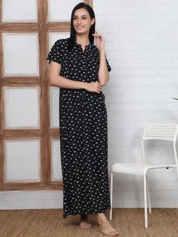 Kanvin - Womens Long Nighty - Black