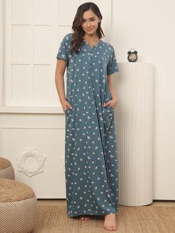 Kanvin - Womens Long Nighty - Teal