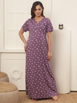 Kanvin - Womens Long Nighty - Purple