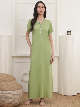 Kanvin - Womens Long Nighty - Green