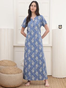 Kanvin - Womens Long Nighty - Blue