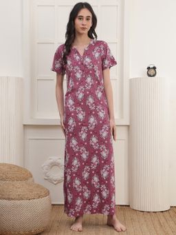 Kanvin - Womens Long Nighty - Mauve