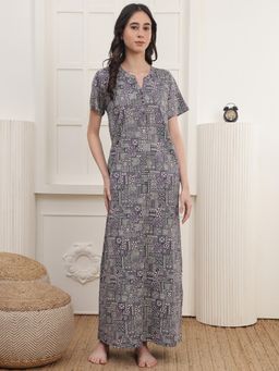 Kanvin - Womens Long Nighty - Purple