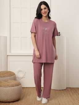 Kanvin - Womens T-Shirt with Pyjama Nightsuit - Pink