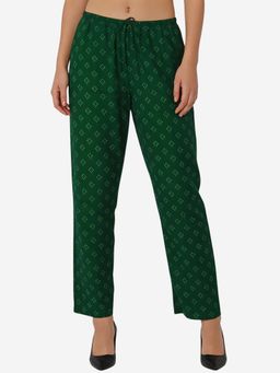 Bonjour - Women Rayon Relaxed-Fit Lounge Pyjama Pants - Green