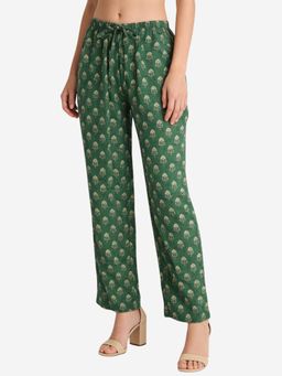 Bonjour - Women Rayon Relaxed-Fit Lounge Pyjama Pants - Dark Green