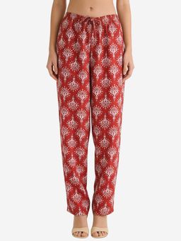 Bonjour - Women Rayon Relaxed-Fit Lounge Pyjama Pants - Maroon