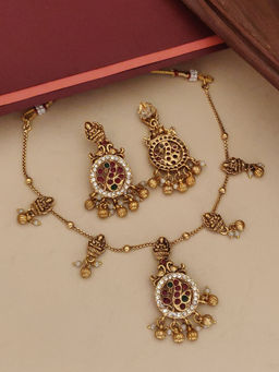 Abdesigns - Multi-Color Elegant Gold Plated Colored Stone Necklace with Earrings