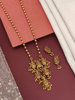 Abdesigns - Gold Plated Goddess Long Necklace with Earrings