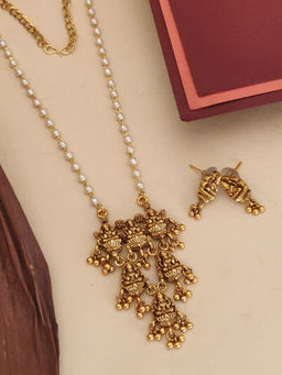 Abdesigns - Multi-Color Elegant Gold Plated Temple Necklace with Earrings