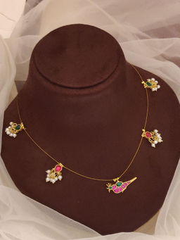 Abdesigns - Multi-Color Elegant Gold Plated Colored Stone Necklace with Earrings