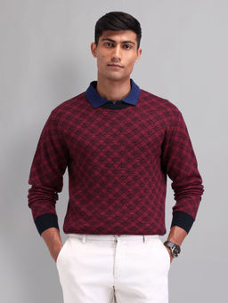 AD By Arvind - Modern Slim Fit Patterned Knit Sweater