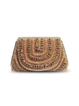 THE TAN CLAN - Gold Embellished Clutch with Detachable Handle