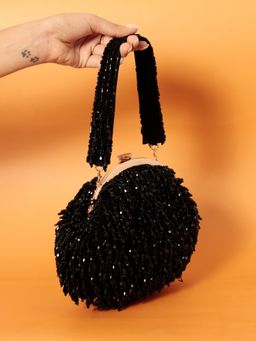 THE TAN CLAN - Black Embellished Clutch with Detachable Handle