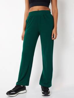 max - Women Solid Athleisure Track Pants Green