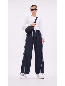 Kvetoo - Womens Wide Leg Track Pants Navy Blue