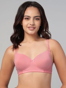 Clovia - Polyamide Padded Full Cup Wire Free T-Shirt Bra - Pink