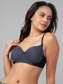 Clovia - Polyamide Padded Full Cup Wire Free T-Shirt Bra - Dark Blue