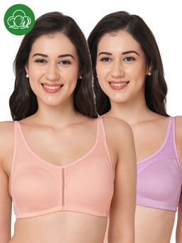 Inner Sense - Organic Cotton Full Coverage Plus Size M Frame Bra Multi-Color (Pack of 2)