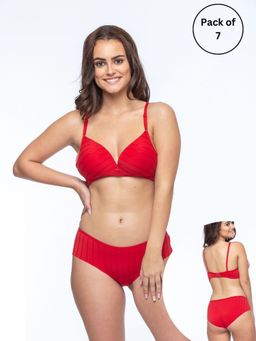 Curwish - Week Of Comfort - 7-Day T-Shirt Bra & Panty Multi-Color (Pack of 7)